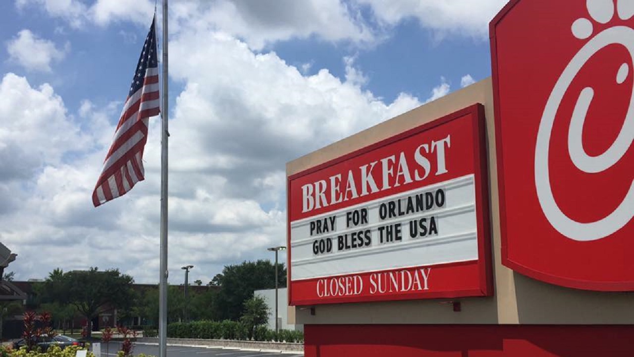 Chick-fil-A employees were at work in Orlando Sunday